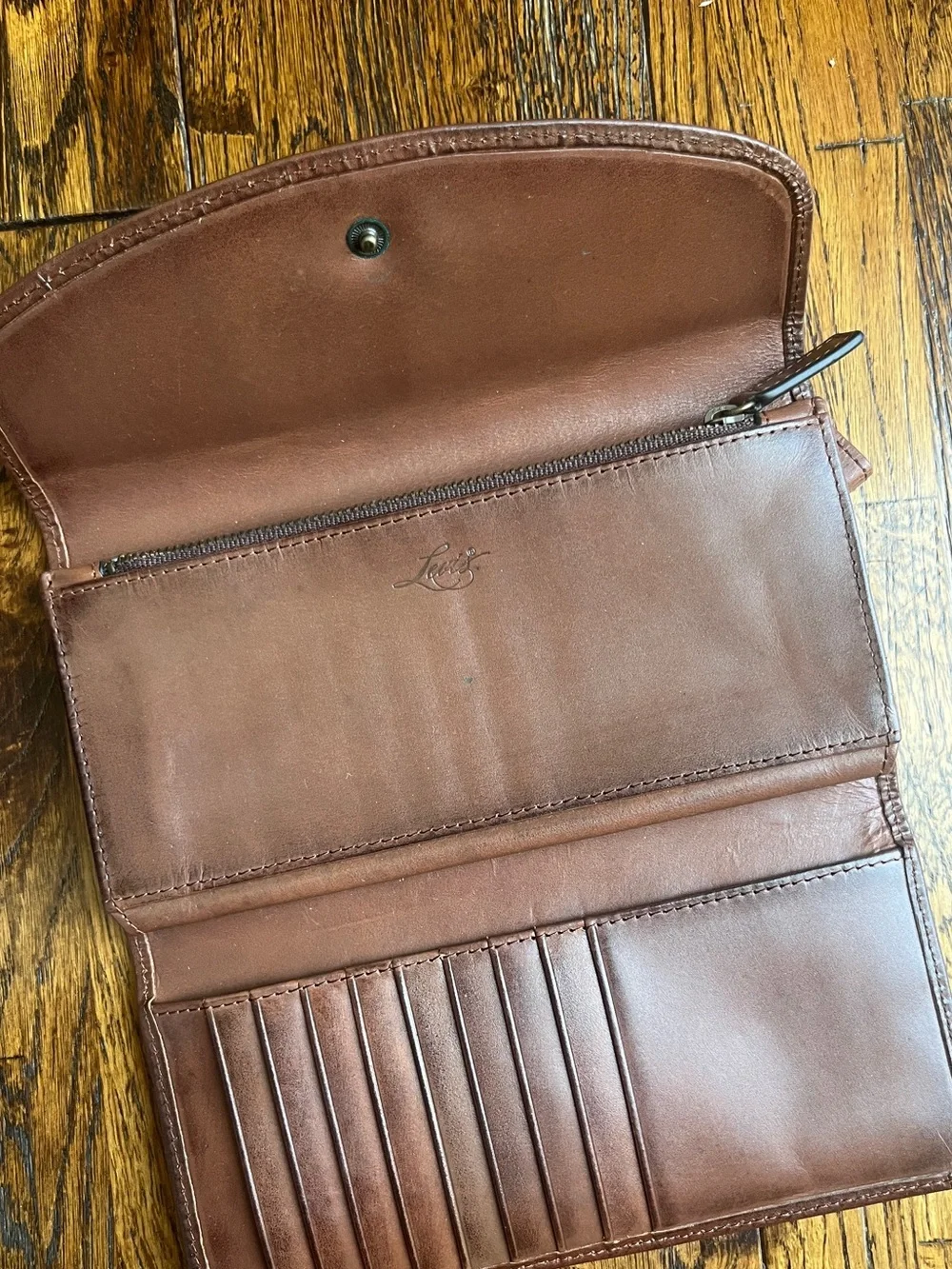 Levi’s Leather Clutch Wallet with Scroll Logo - Brown